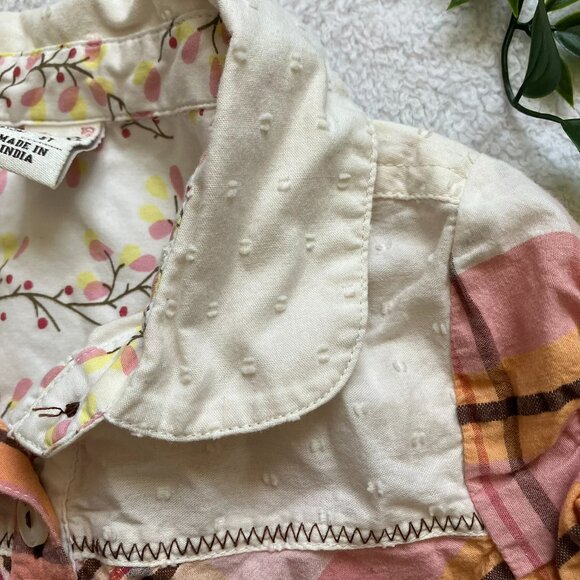 Old Navy 3T Toddler Button-Up Shirt | Pink & Orange Plaid Floral | GUC - Picture 3 of 16